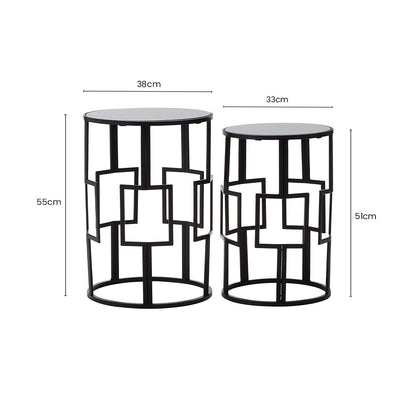 Avantis Set of 2  Square Design Black Tables
