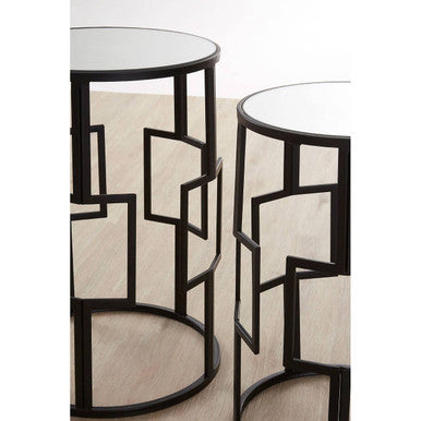 Avantis Set of 2  Square Design Black Tables