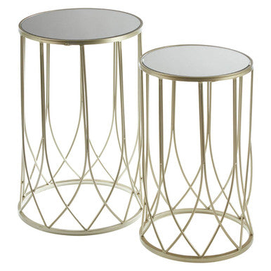 Avantis Set of 2 Mirror Top Champagne Side Tables