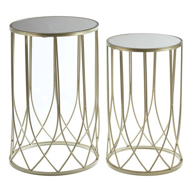 Avantis Set of 2 Mirror Top Champagne Side Tables