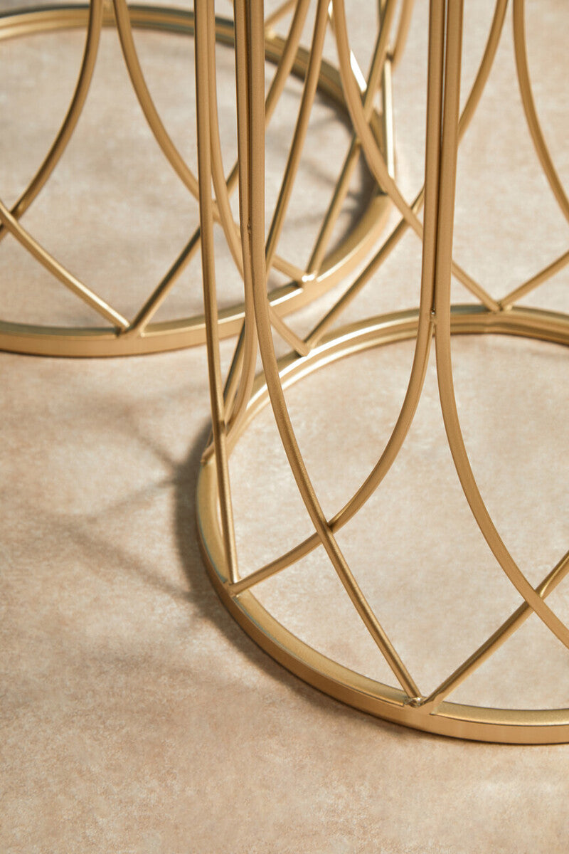 Avantis Set of 2 Mirror Top Champagne Side Tables