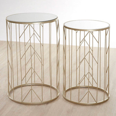 Avantis Art Deco Set of 2 Champagne Side Tables