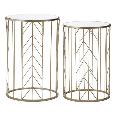 Avantis Art Deco Set of 2 Champagne Side Tables