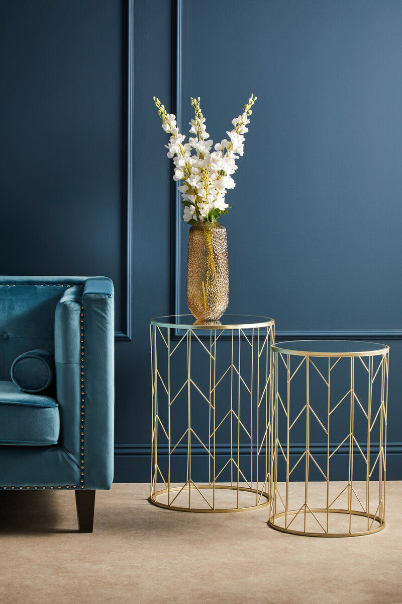 Avantis Art Deco Set of 2 Champagne Side Tables