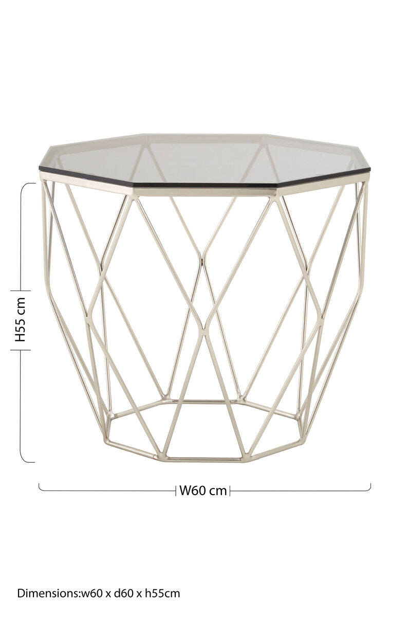 Allure Octagonal End Table With Brushed Nickel Base