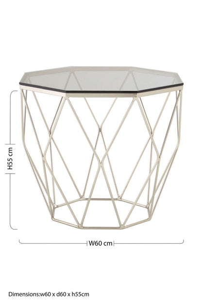 Allure Octagonal End Table With Brushed Nickel Base