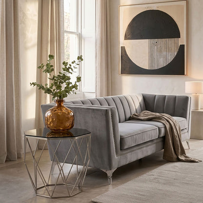 Allure Octagonal End Table With Brushed Nickel Base