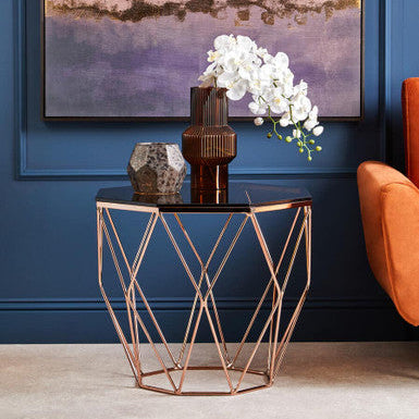 Allure End Table With Rose Gold Base