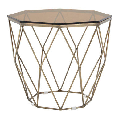 Allure End Table With Brushed Bronze Base