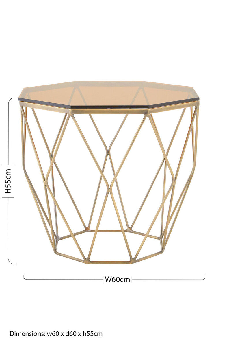 Allure End Table With Brushed Bronze Base