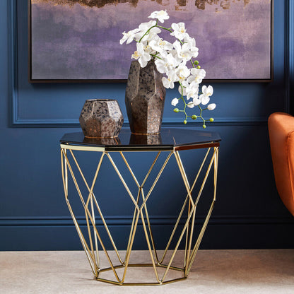 Allure End Table With Brushed Bronze Base