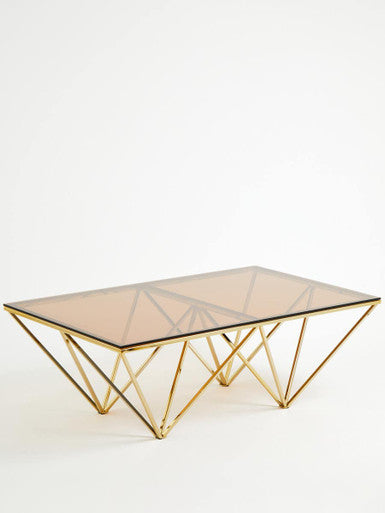 Allure Champagne Metal Prismatic Legs Coffee Table