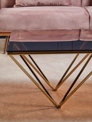 Allure Champagne Metal Prismatic Legs Coffee Table