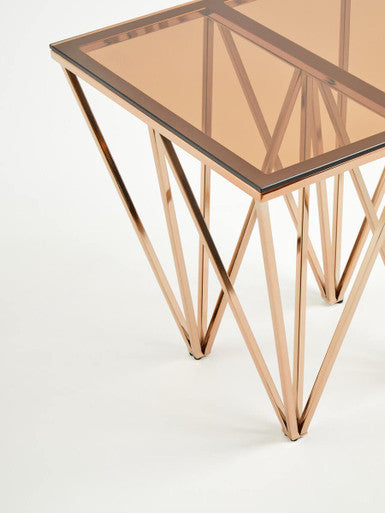 Allure Rose Gold Prismatic Legs End Table