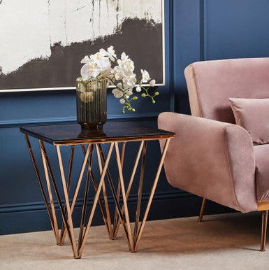 Allure Rose Gold Prismatic Legs End Table