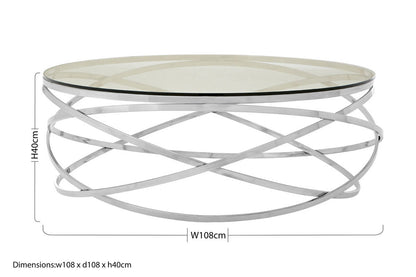 Allure Round Silver Swirl Base Coffee Table