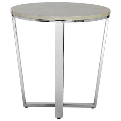 Allure Round White Faux Marble End Table