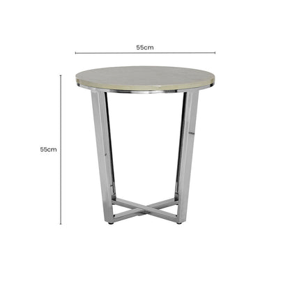 Allure Round White Faux Marble End Table