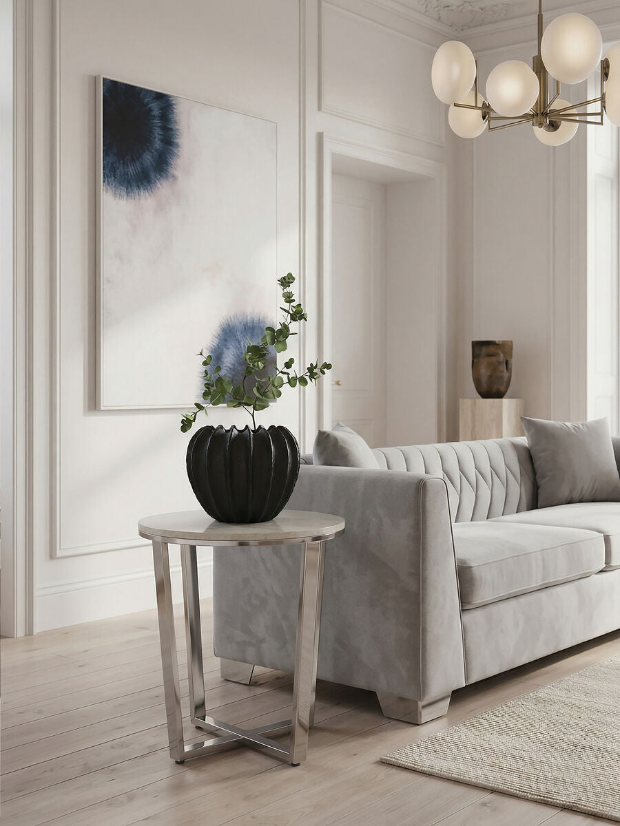 Allure Round White Faux Marble End Table