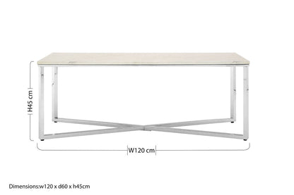Allure White Faux Marble Chrome Coffee Table