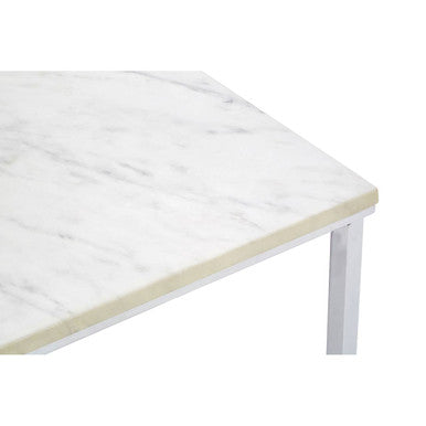 Allure White Faux Marble Chrome Coffee Table