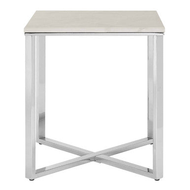 Allure White Marble and Chrome  Square End Table