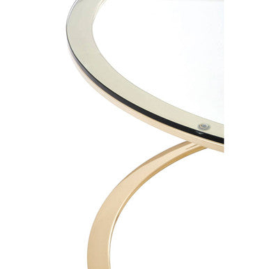 Champagne Gold Stainless Steel Base Round Coffee Table with Tempered Glass Top, Allure
