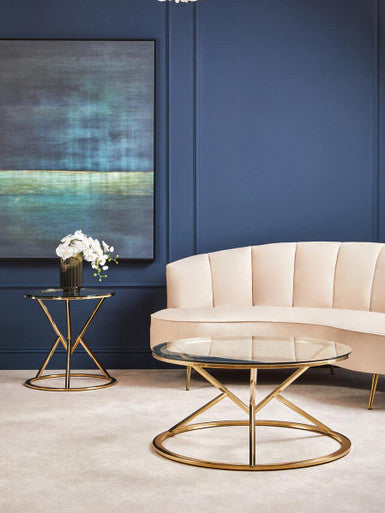 Allure Corseted Round Champagne End Table