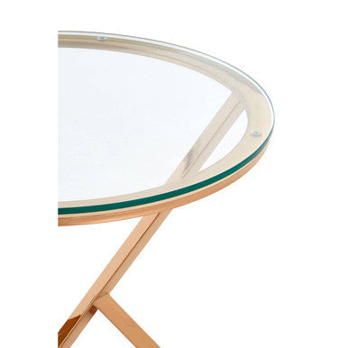 Allure Corseted Round Rose Gold End Table