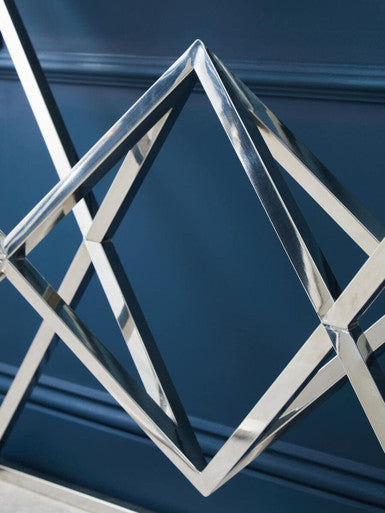 Rectangular Tempered Glass Top Console Table with Silver Stainless Steel Frame | Allure