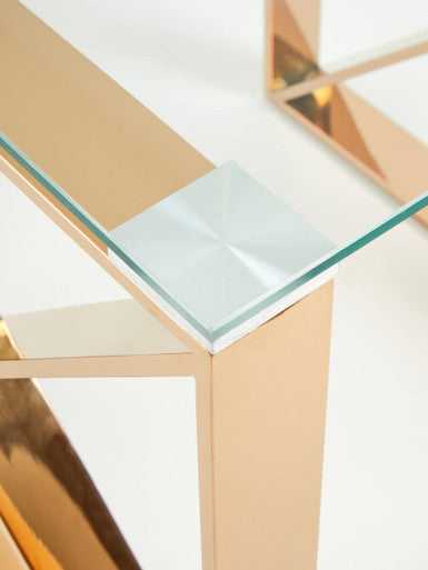 Allure Rose Gold Cross Legs End Table