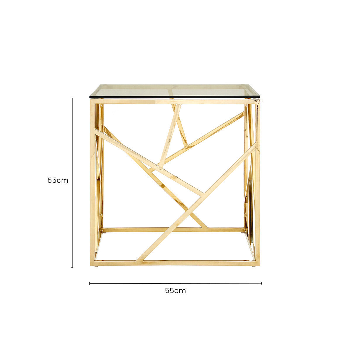 Allure Champagne Gold Geometric End Table