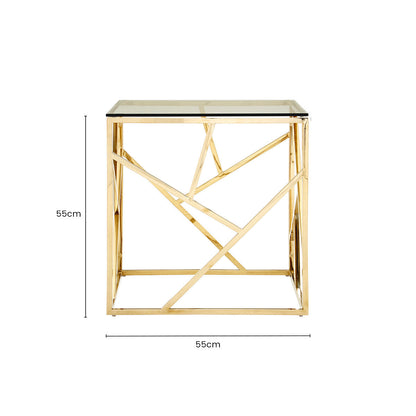 Allure Champagne Gold Geometric End Table