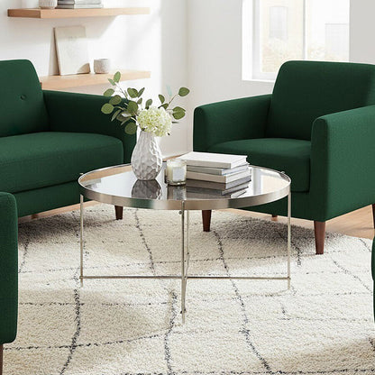 Allure Large Grey Mirror Round  Side Table