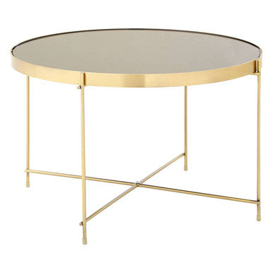Allure  Brushed Bronze Large Side Table with Black Mirror