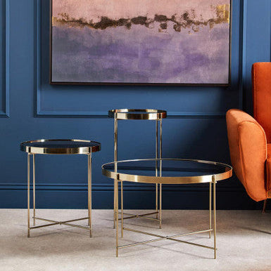 Allure  Brushed Bronze Large Side Table with Black Mirror