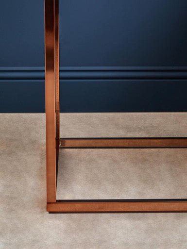 Allure Square White Marble And Rose Gold Square End Table