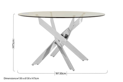 Allure Round Dining Table With Chrome Intersected Legs