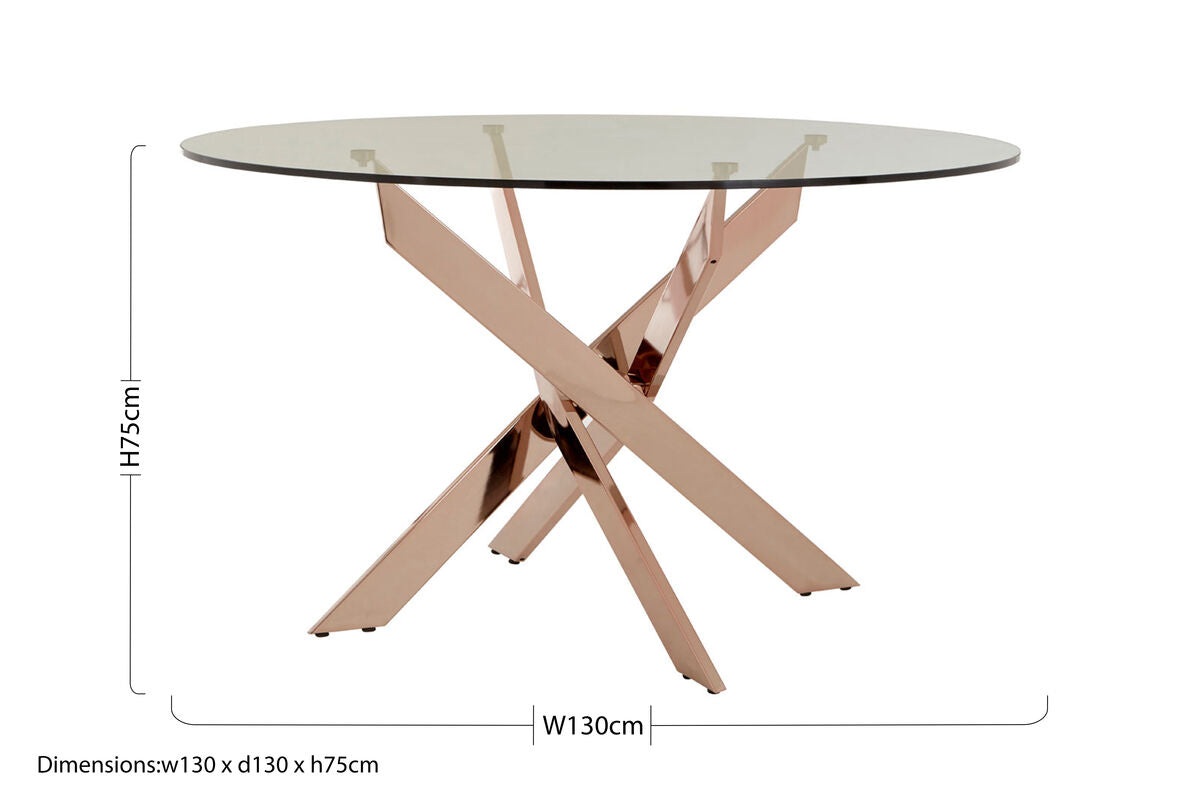 Allure Round Dining Table with  Intersected Rose Gold Legs