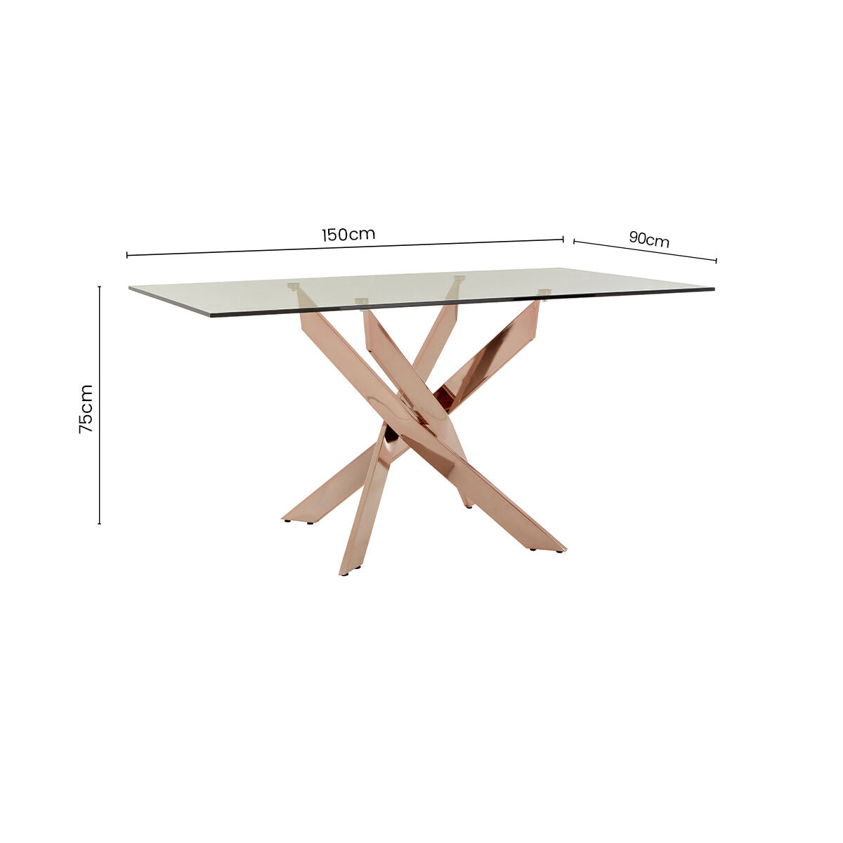 Allure Rectangular Rose Gold Dining Table