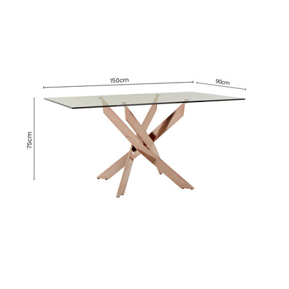 Allure Rectangular Rose Gold Dining Table