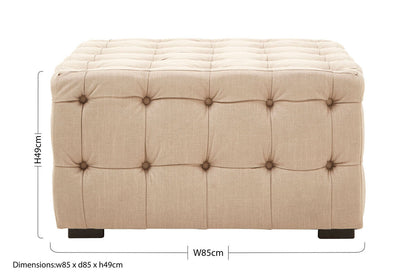 Stella Beige Linen Button Tufted Stool