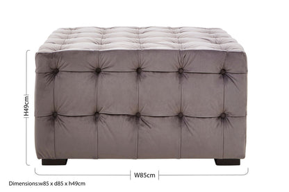 Stella Grey Velvet Button Tufted Stool