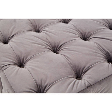 Stella Grey Velvet Button Tufted Stool