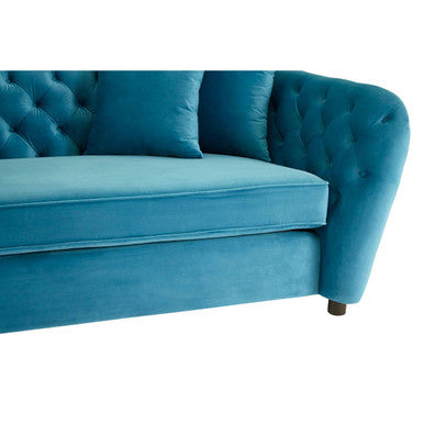 Riva 3 Seat Cyan Velvet Sofa