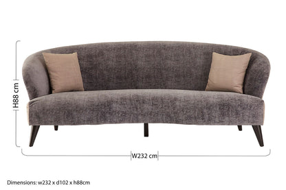 Reine 3 Seat Grey Velvet Sofa