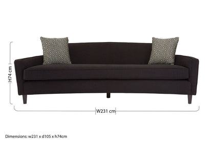 Rania 3 Seat Black Dimity Fabric Sofa