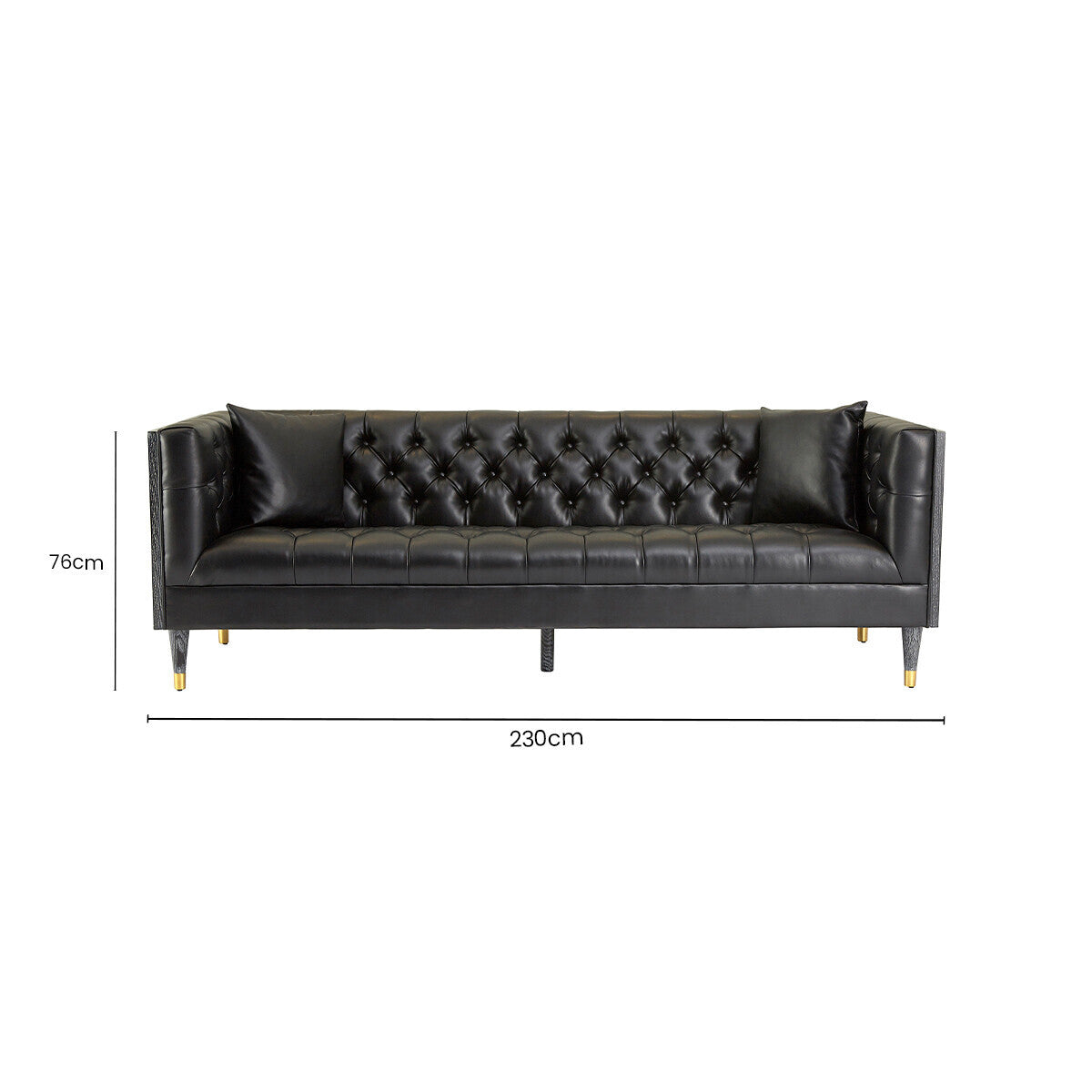 3 Seater Black Faux Leather Sofa | Raven