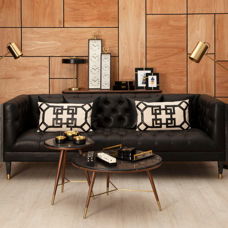 3 Seater Black Faux Leather Sofa | Raven