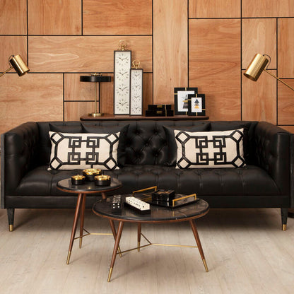 3 Seater Black Faux Leather Sofa | Raven